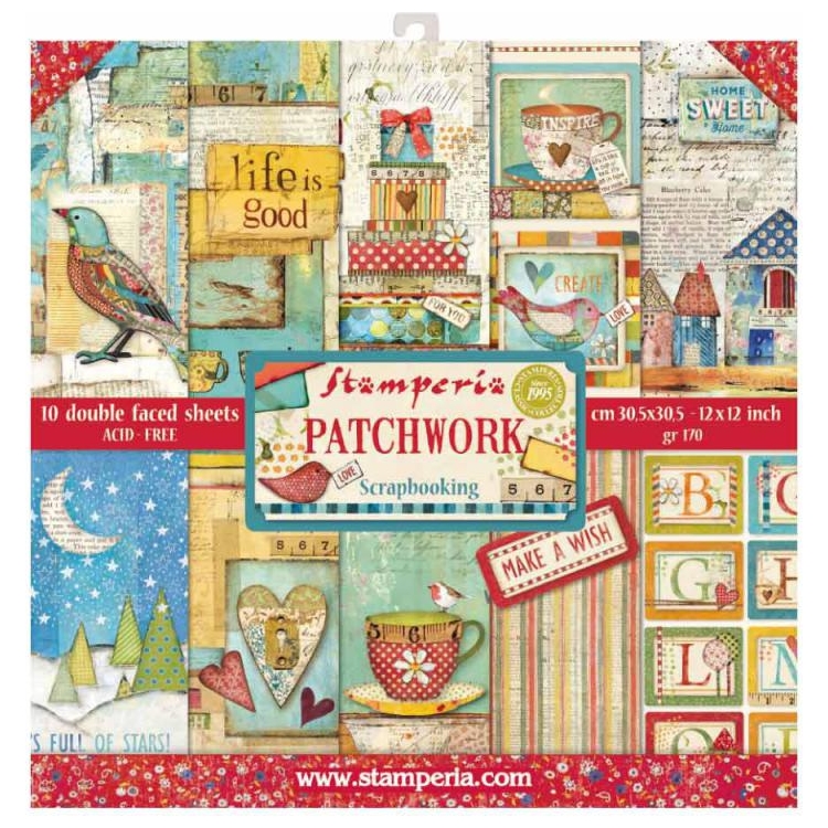 SBBL49_1 BLOC DE HÂRTIE PATCHWORK STAMPERIA 30.5/30.5CM - SBBL49 - Imagine 1