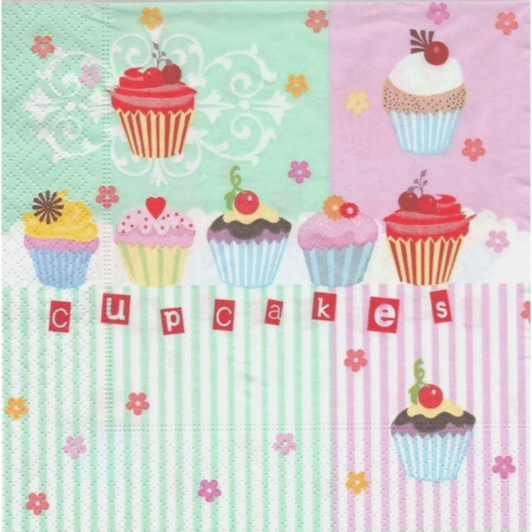 215150 ȘERVEȚELE CREATIV DECOUPAGE 3 STRATURI - CUPCAKES - Imagine 1