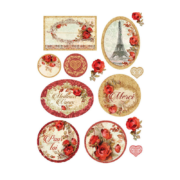 STAMPERIA TRANDAFIRI ROȘII ȘI RAME HÂRTIE DECOUPAGE A4- DFSA4137