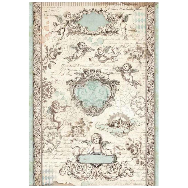 DFSA4320 HÂRTIE DE OREZ STAMPERIA ANGELS DECOUPAGE A4 - DFSA4320 - Imagine 1