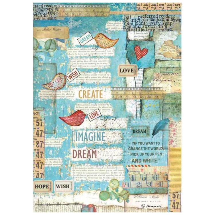 DFSA4333 HÂRTIE DE OREZ STAMPERIA PATCHWORK DECOUPAGE A4 - DFSA4333 - Imagine 1