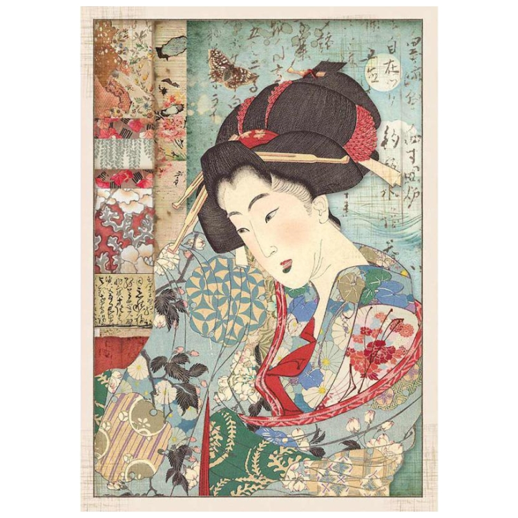 DFSA4392 HÂRTIE DE OREZ STAMPERIA GEISHA DECOUPAGE A4 - DFSA4392 - Imagine 1