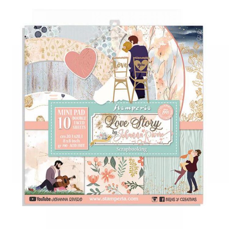 SBBS22 BLOC DE HÂRTIE STAMPERIA LOVE STORY 20.3/20.3CM - SBBS22 - Imagine 1