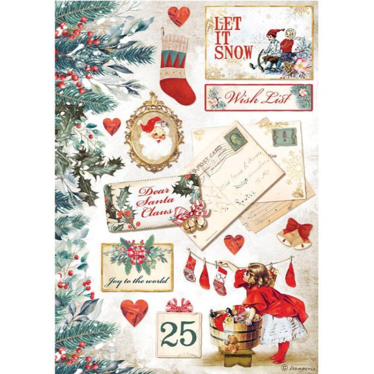 full_DFSA4614_1 HÂRTIE DE DECOUPAGE DE CRĂCIUN ROMANTICĂ STAMPERIA A4 - DFSA4614 - Imagine 1