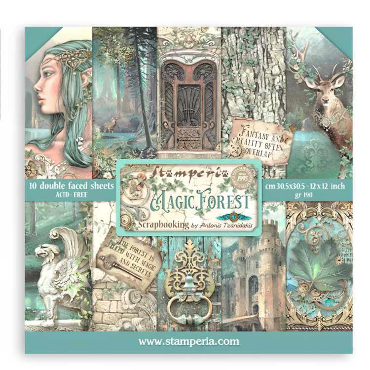 STAMPERIA MAGIC FOREST PAPER BLOCK 30.5/30.5 CM - SBBL130 - Imagine 1