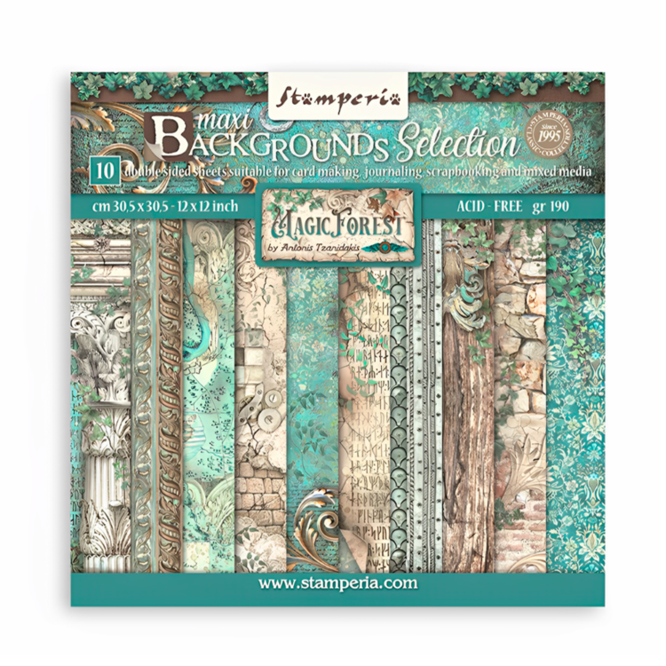 SBBL131 STAMPERIA MAGIC FOREST PAPER BLOCK 30.5/30.5 CM - SBBL131 - Imagine 1