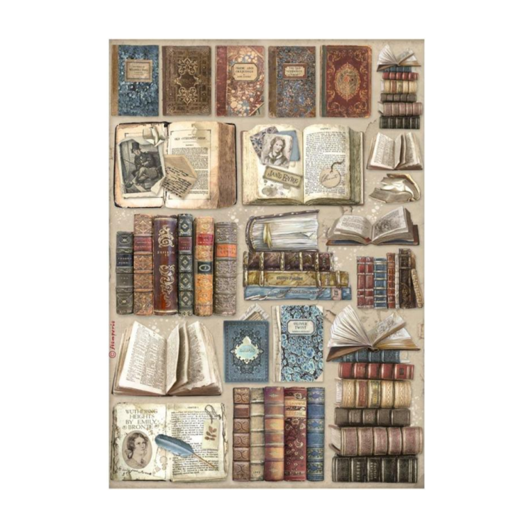 HÂRTIE DE DECOUPAGE PENTRU BIBLIOTECĂ DE EPOCĂ STAMPERIA A4 - DFSA4755 - Imagine 1