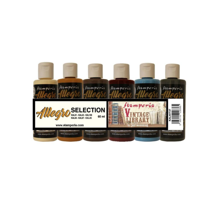 KALKIT37 STAMPERIA VINTAGE LIBRABY VOPSELE ACRILICE 6X60ML - KALKIT37 - Imagine 1