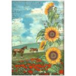 HÂRTIE DE OREZ DECOUPAGE FLOAREA-SOARELUI STAMPERIA A4 - DFSA4767