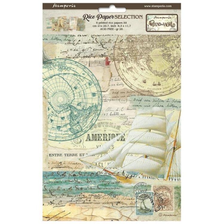 STAMPERIAA ÎN ÎNTREAGA LUME HÂRTIE DECOUPAGE 6PCS.A4 DFSA4XAW - Imagine 1