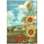 HÂRTIE DE DECOUPAGE DE ARTĂ DE FLOAREA-SOARELUI STAMPERIA 6 BUC. A4 DFSA4XSF - Imagine 2