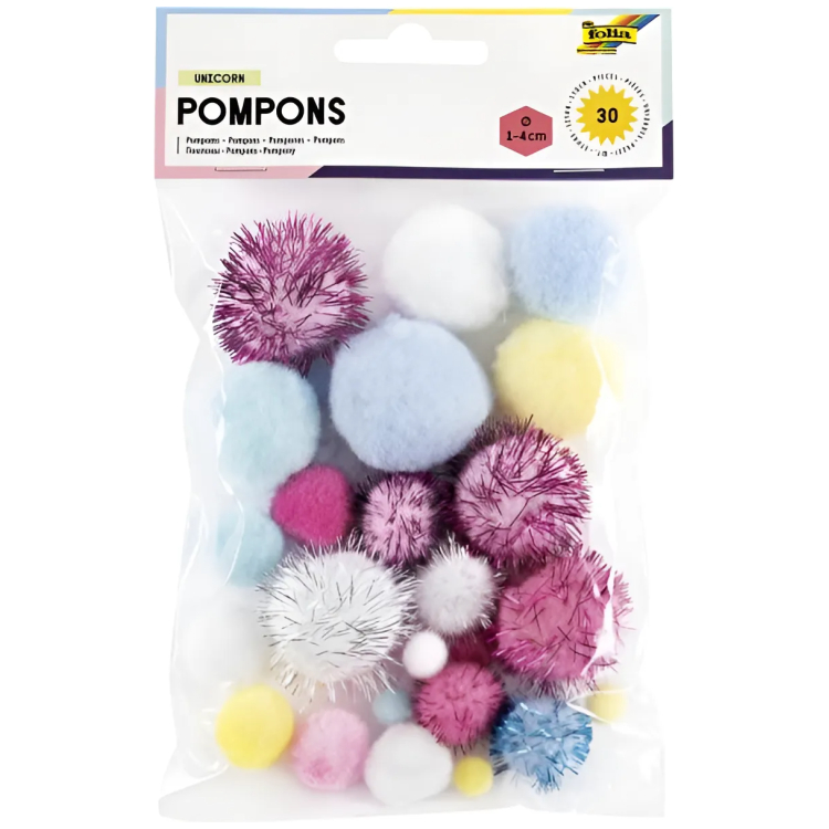 POMPOANE FOLIA PENTRU DECOR 30 BUC UNICORN - Imagine 1