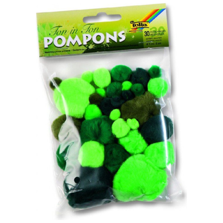 050394 POMPOANE FOLIA PENTRU DECOR 30 BUC VERDE - Imagine 1