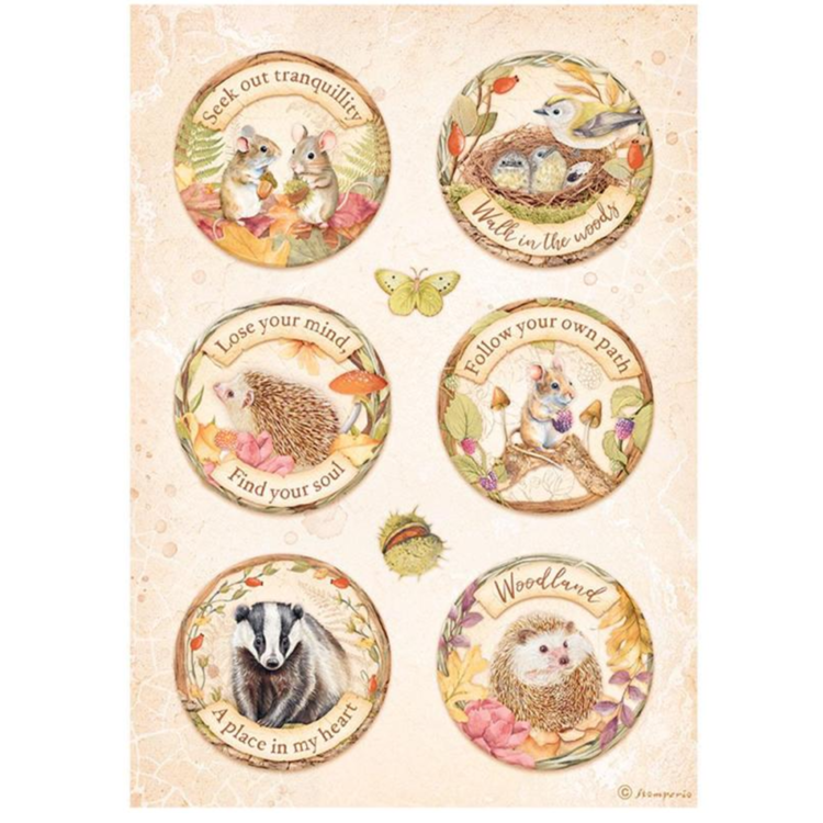 HÂRTIE DE OREZ STAMPERIA WOODLAND DECOUPAGE A4 - DFSA4819 - Imagine 1