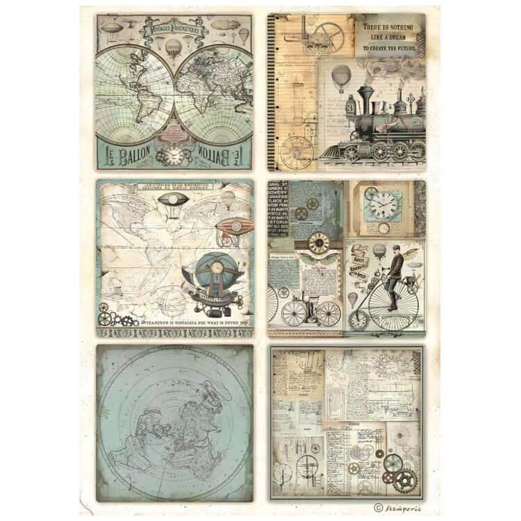 483900 STAMPERIA VOYAGES FANTASTIQUE DECOUPAGE PAPER A4 - DFSA4839 - Imagine 1