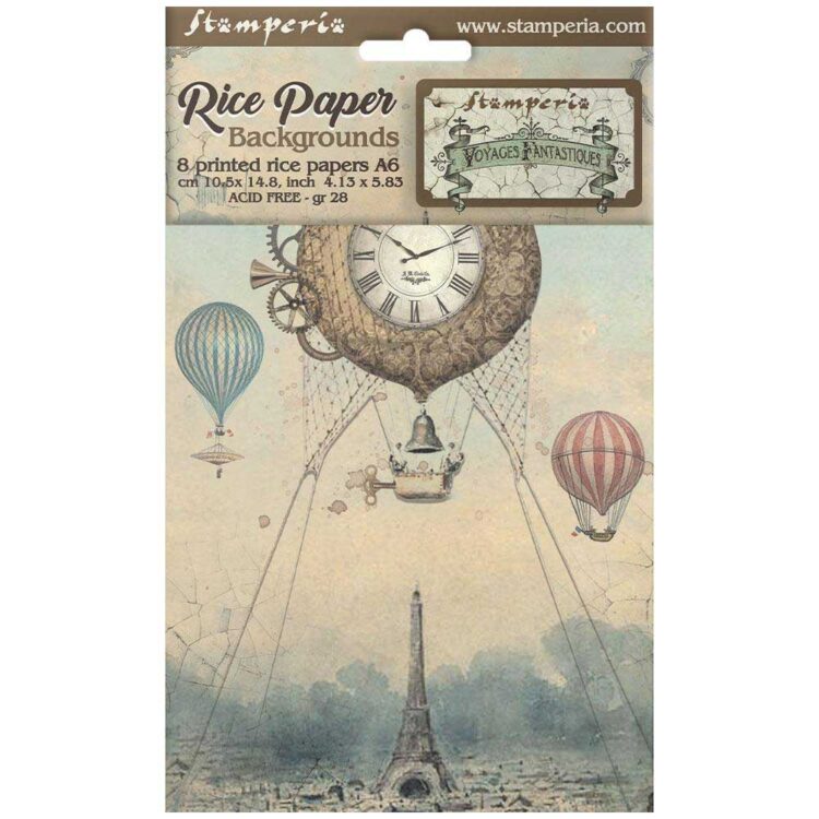 601500 STAMPERIA VOYAGES FANTASTI HÂRTIE DECOUPAGE 8 BUC A6 DFSAK6015 - Imagine 1