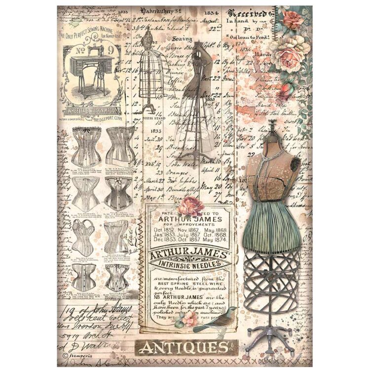 DFSA4851_1 HÂRTIE DE DECOUPAGE STAMPERIA BROCANTE A4 - DFSA4851 - Imagine 1