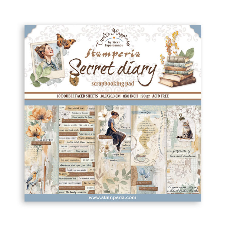 103013 BLOC JURNAL SECRET STAMPERIA 20.3/20.3 CM -SBBS103 - Imagine 1