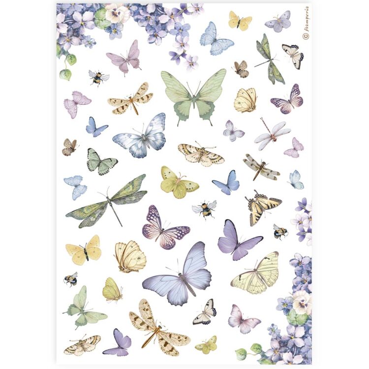 thumb_DFSA4891_1 HÂRTIE DE OREZ STAMPERIA FLUTURI DECOUPAGE A4 - DFSA4891 - Imagine 1