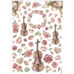 HÂRTIE DECOUPAGE STAMPERIA VIOLINS AND ROSES A4 - DFSA4900