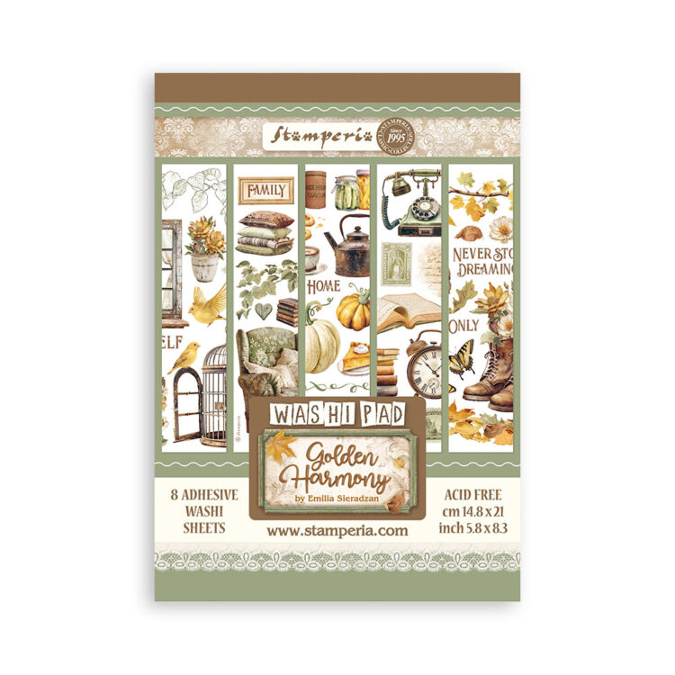 full_SBW11_1 STAMPERIA GOLDEN HARMONY WASHI PAD 8 COLI A5 -SBW11 - Imagine 1