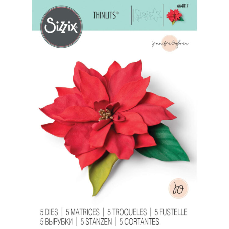 664817 MATRIȚE DE TĂIERE SIZZIX THINLITS - POINSETTIA ELEGANTĂ - Imagine 1