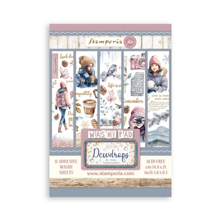 STAMPERIA DEWDROPS WASHI PAD 8 COLI A5 -SBW13 - Imagine 1