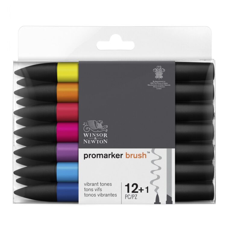 W&N PROMARKER SET 12+1 TONURI VIBRANTE - Imagine 1
