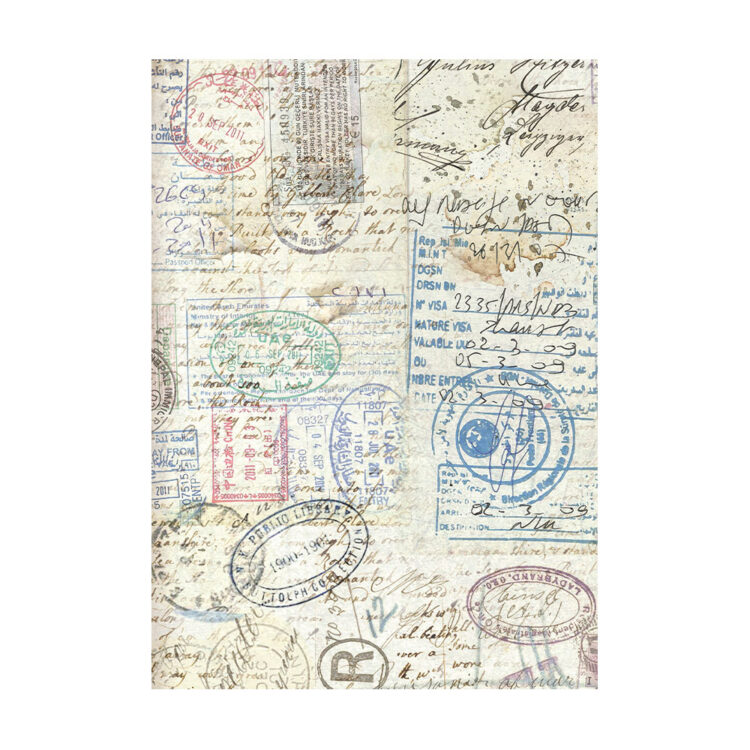 STAMPERIA ART OF TRAVELLIN HÂRTIE DECOUPAGE 8 BUC A6 DFSAK6035 - Imagine 8