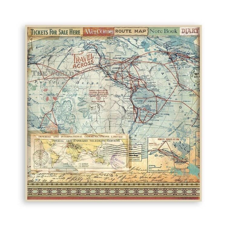 BLOC STAMPERIA ART OF TRAVELLING 30.5/30.5 CM -SBBXLB19 - Imagine 6