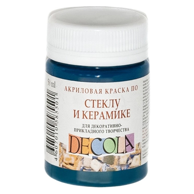 408507 DECOLA VOPSEA ACRILICĂ PENTRU STICLĂ ȘI CERAMICĂ 50 ML - ALBASTRU TURCOAZ - Imagine 1