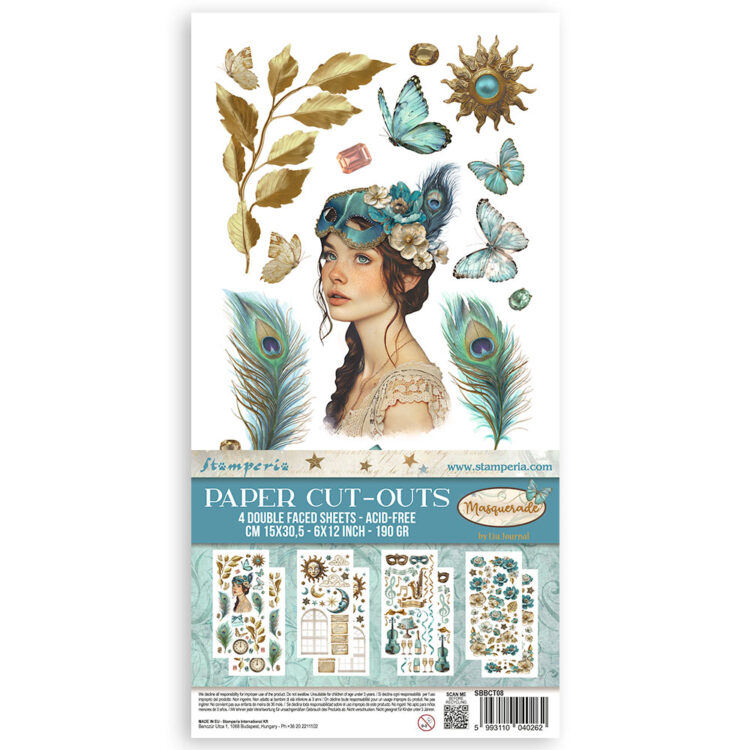 STAMPERIA MASQUERADE PAPER CUT-OUTS DOUBLE FACE - SBBCT08 - Imagine 1