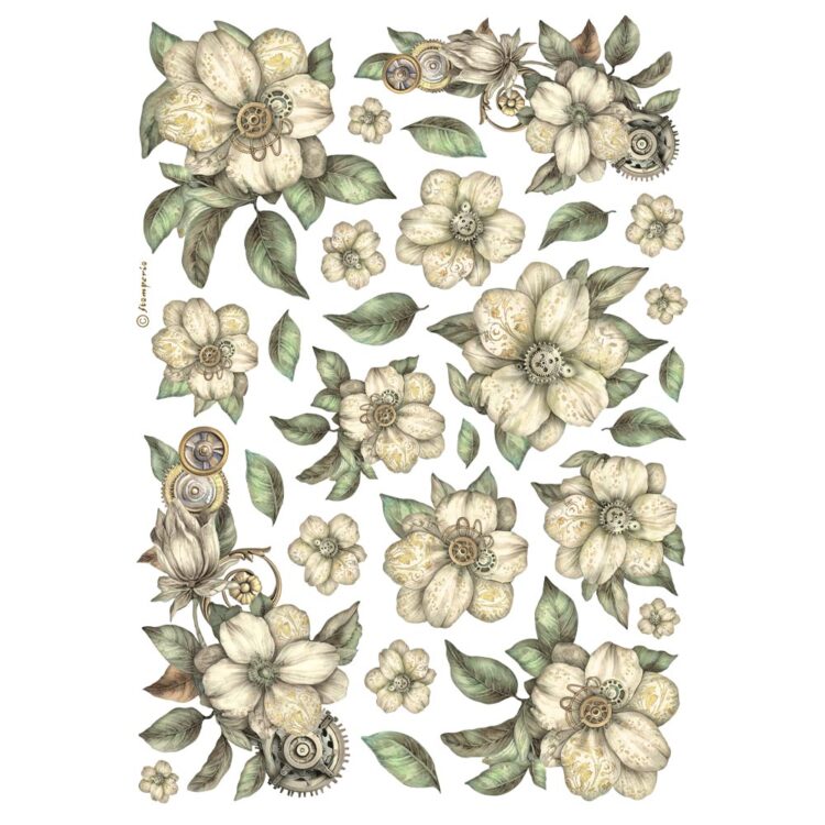 full_DFSA4987_1 STAMPERIA WHITE FLOWERS DECOUPAGE HÂRTIE DE OREZ A4-DFSA4987 - Imagine 1