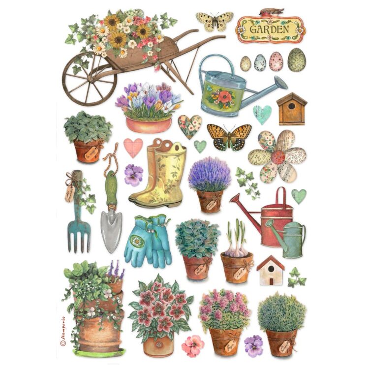 full_DFSA4991_1 STAMPERIA UNELTE DE GRĂDINĂ DECOUPAGE HÂRTIE DE OREZ A4-DFSA4991 - Imagine 1