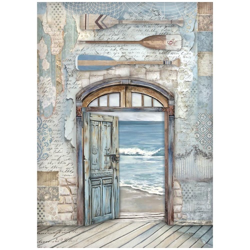 Stamperia-Rice-Paper-Silent-Sea-Door HÂRTIE DE DECUPAJ SILENȚIOASĂ STAMPERIA A4-DFSA41024 - Imagine 1