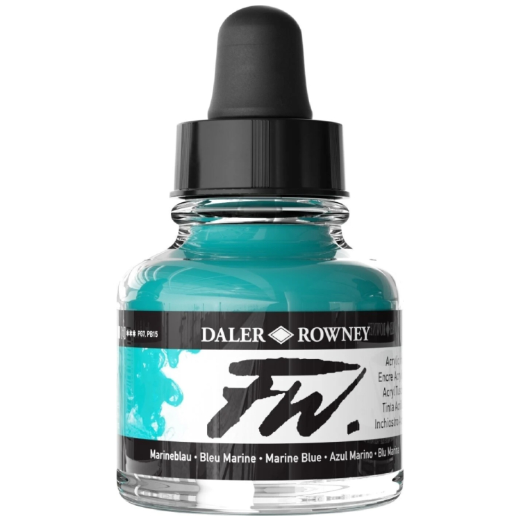 160151 CERNEALA ACRILICA DALER ROWNEY FW 29.5 ML - ALBASTRU MARIN 160029151 - Imagine 1