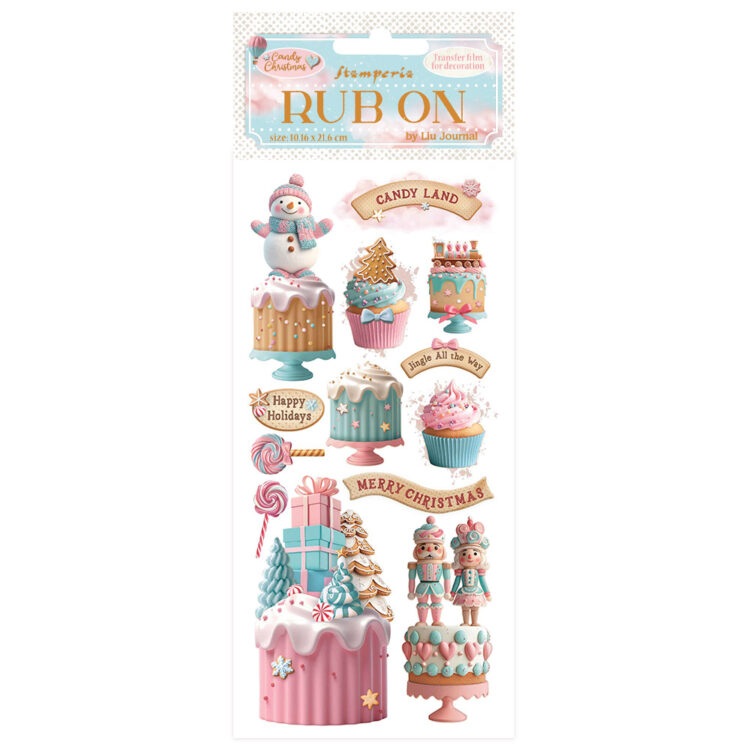 175004 STAMPERIA CANDY CHRISTMAS RUB LA 10.16/21.6CM - DFLRB175 - Imagine 1