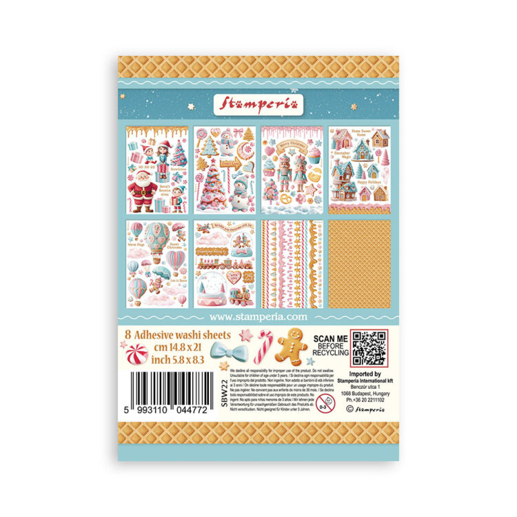 STAMPERIA CANDY CRĂCIUN WASHI PAD 8 COLI A5 - SBW22 - Imagine 10