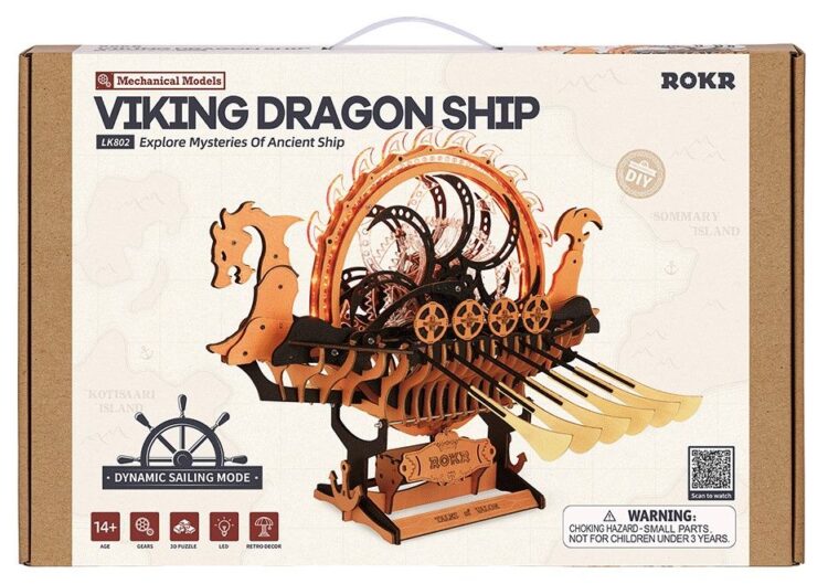 ROBOTIME 3D PUZZLE DIN LEMN VIKING DRAGON SHIP 229 PIESE, LK802 - Imagine 2
